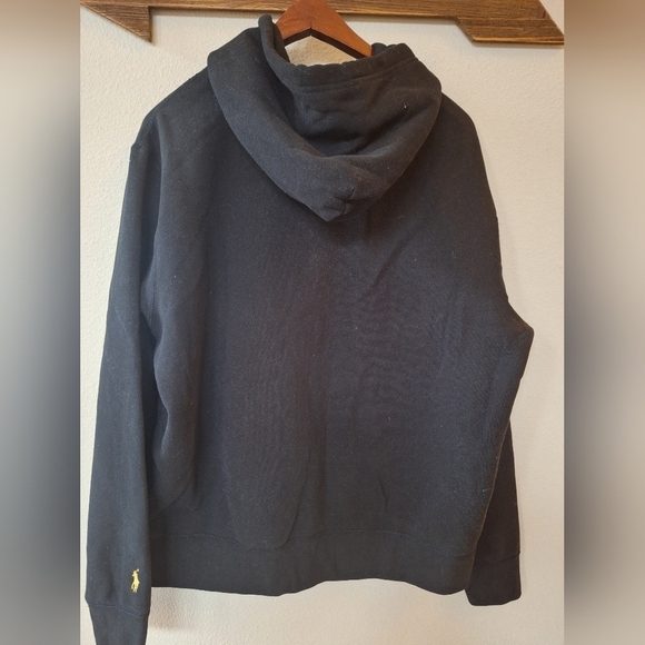 Ralph Lauren Embroidered Corduroy Logo Black/Yellow Mens Pullover Hoodie Size L - Picture 8 of 8